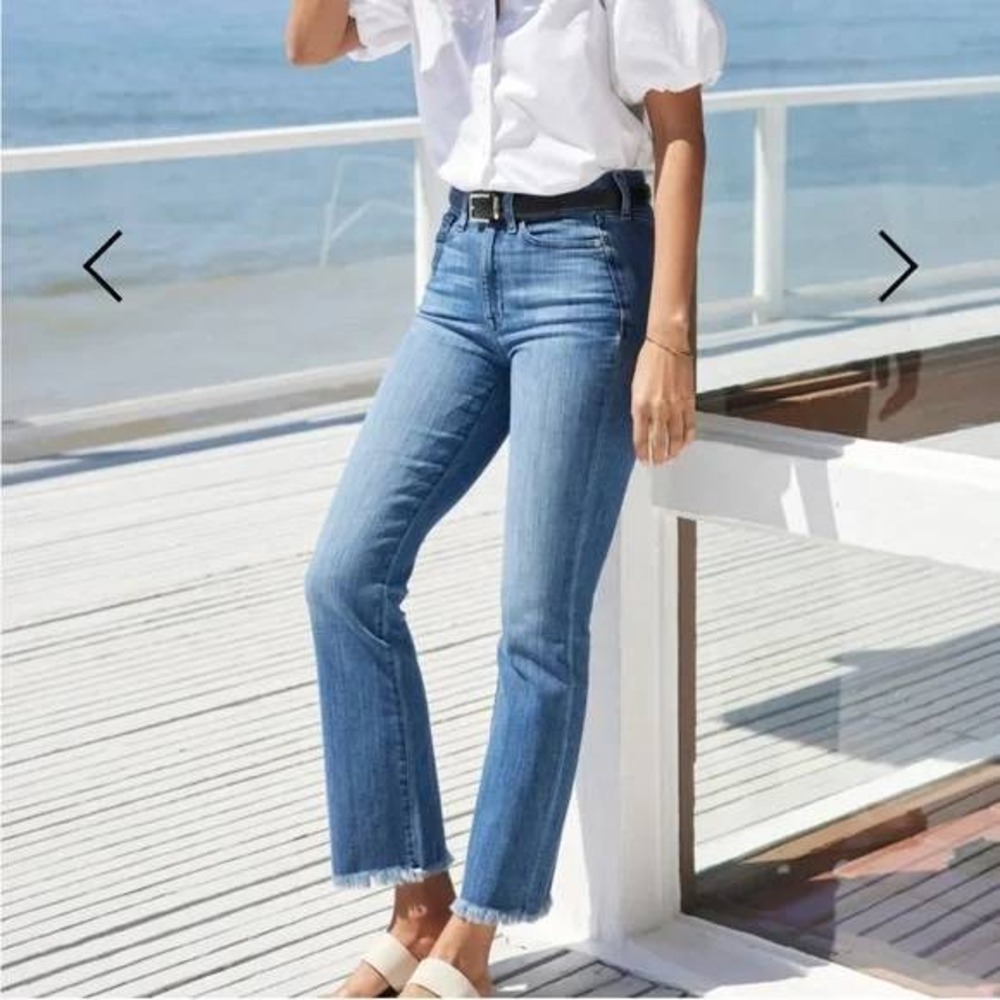 AYR The Pop Straight Ankle‎ Jeans 32 Short High Rise Cropped dark wash Denim